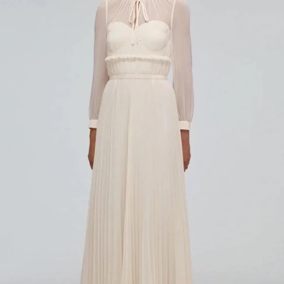 self portrait ivory chiffon maxi dress self-portrait - Cream Chiffon Lace Midi Dress